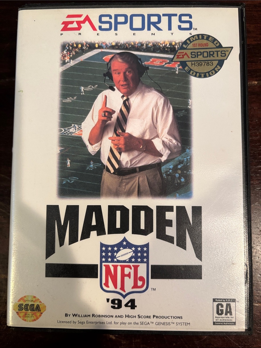 EA Sports Madden NFL '94 Sega Genesis - White Cover, Limited Edition 1st Round